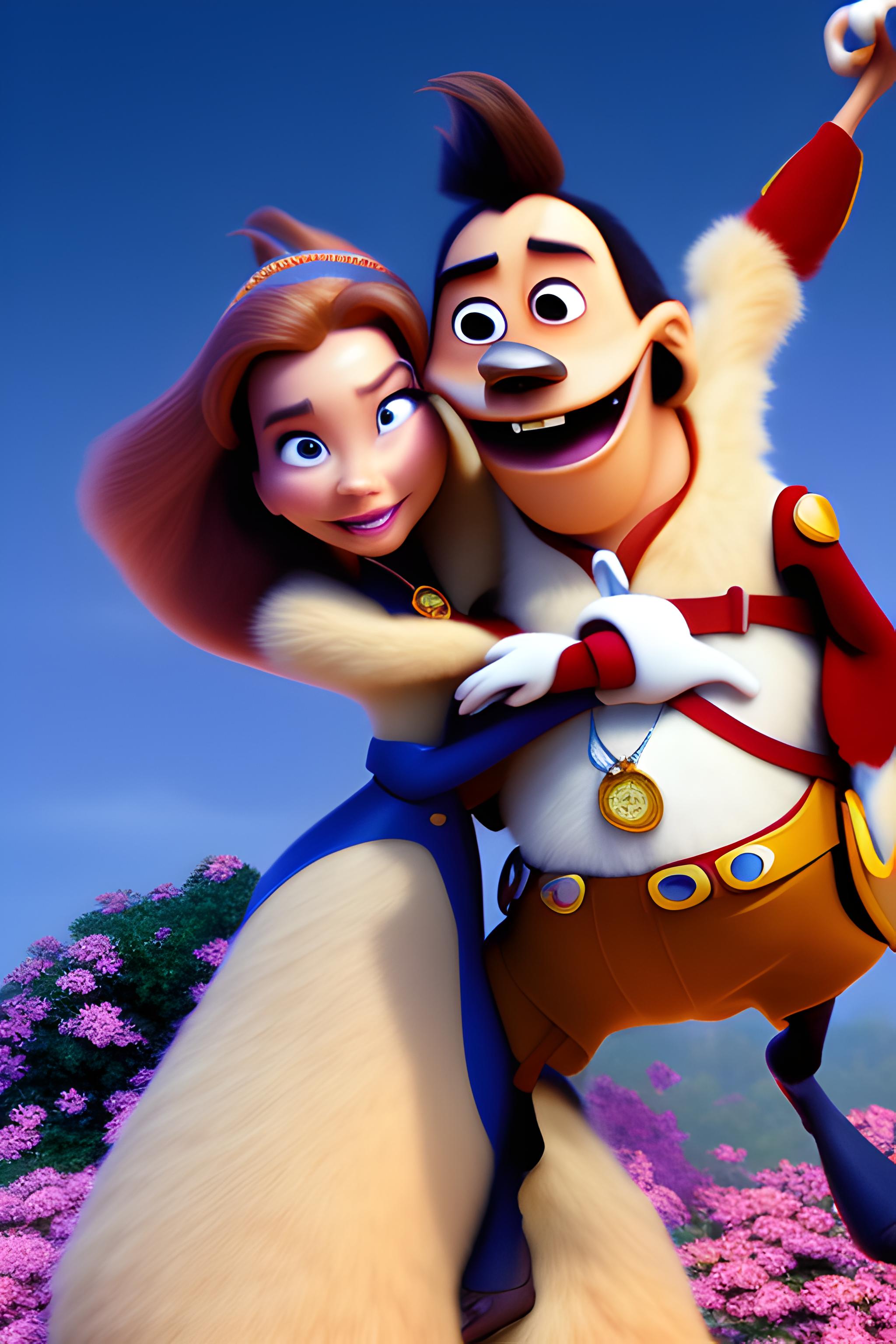 ตัวอย่างคีย์เวิร์ดนะคะ Disney Pixar Movie Poster An Asian Couple Hug In Front Of Disneyland 